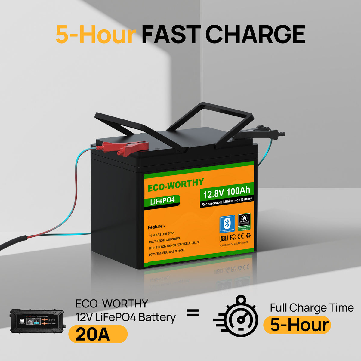 ECO-WORTHY LiFePO4 12V 100Ah Lithium Battery With Bluetooth And Low-temperature Protection - eco-worthy-uk