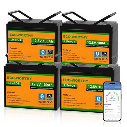 ECO-WORTHY LiFePO4 12V 100Ah Lithium Battery With Bluetooth And Low-temperature Protection - eco-worthy-uk