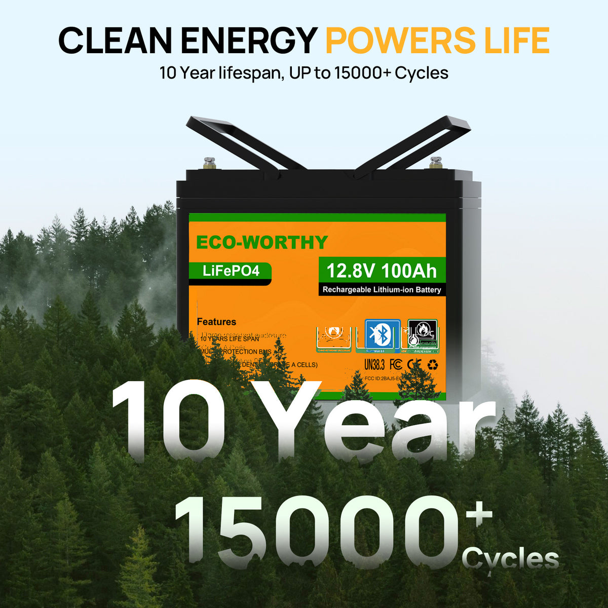 ECO-WORTHY LiFePO4 12V 100Ah Lithium Battery With Bluetooth And Low-temperature Protection - eco-worthy-uk