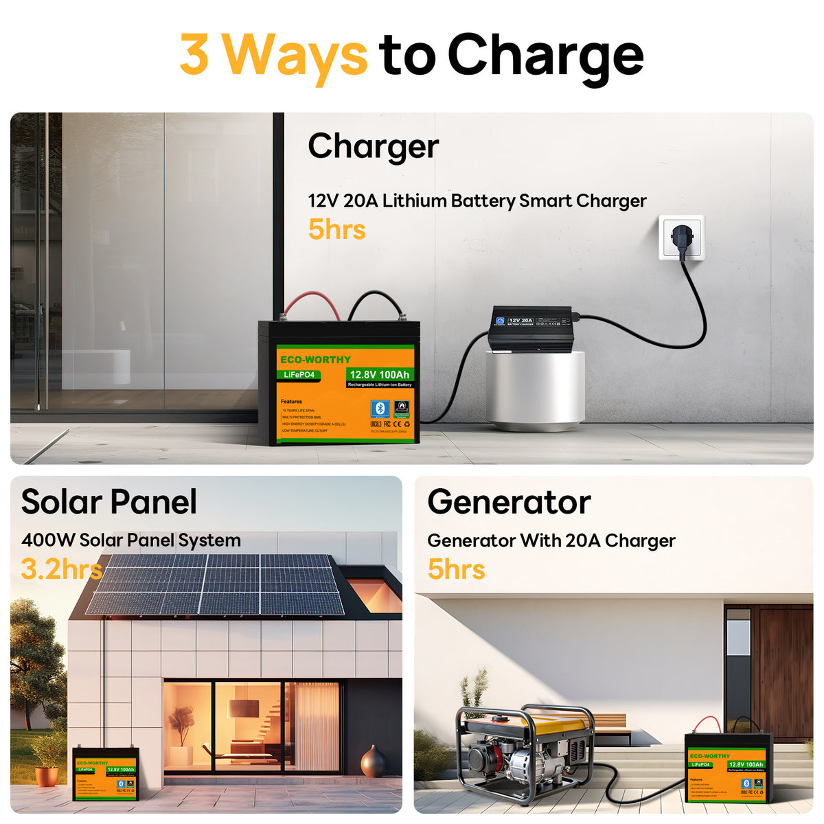 ECO-WORTHY LiFePO4 12V 100Ah Lithium Battery With Bluetooth And Low-temperature Protection - eco-worthy-uk