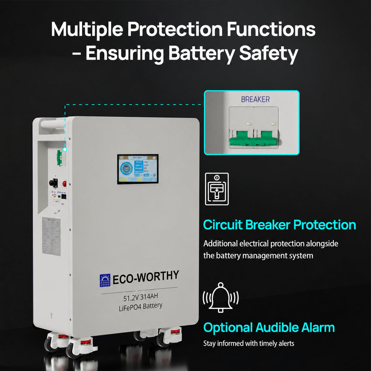 ECO-WORTHY 16kWh Hybrid Energy Storage System with 6kW Single Phase Hybrid Inverter - eco-worthy-uk