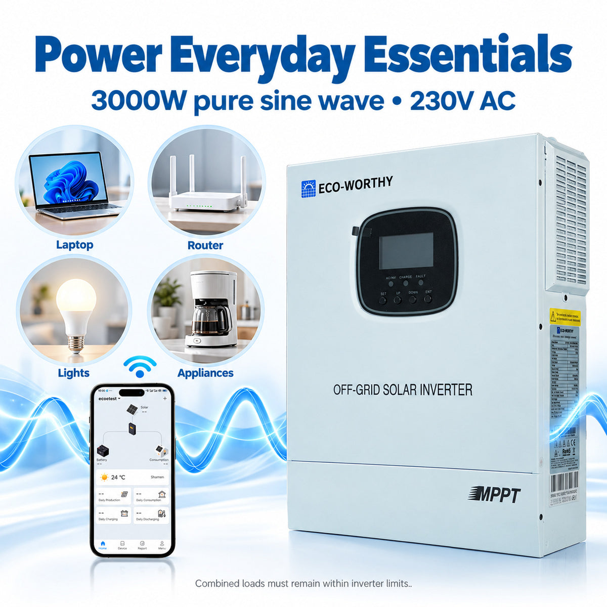 ECO-WORTHY 3KWh Solar Power Bundle with 48v 100AH Server Rack Battery & 3000W 48V Solar Inverter - eco-worthy-uk