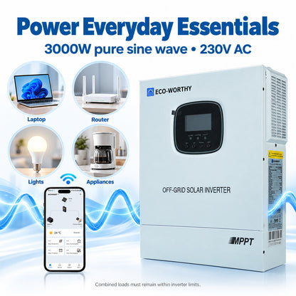 ECO-WORTHY 3KWh Solar Power Bundle with 48v 100AH Server Rack Battery & 3000W 48V Solar Inverter - eco-worthy-uk