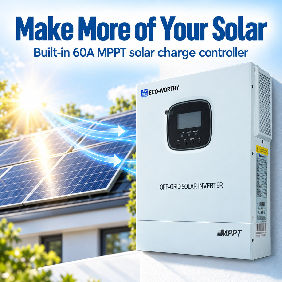 ECO-WORTHY 3KWh Solar Power Bundle with 48v 100AH Server Rack Battery & 3000W 48V Solar Inverter - eco-worthy-uk