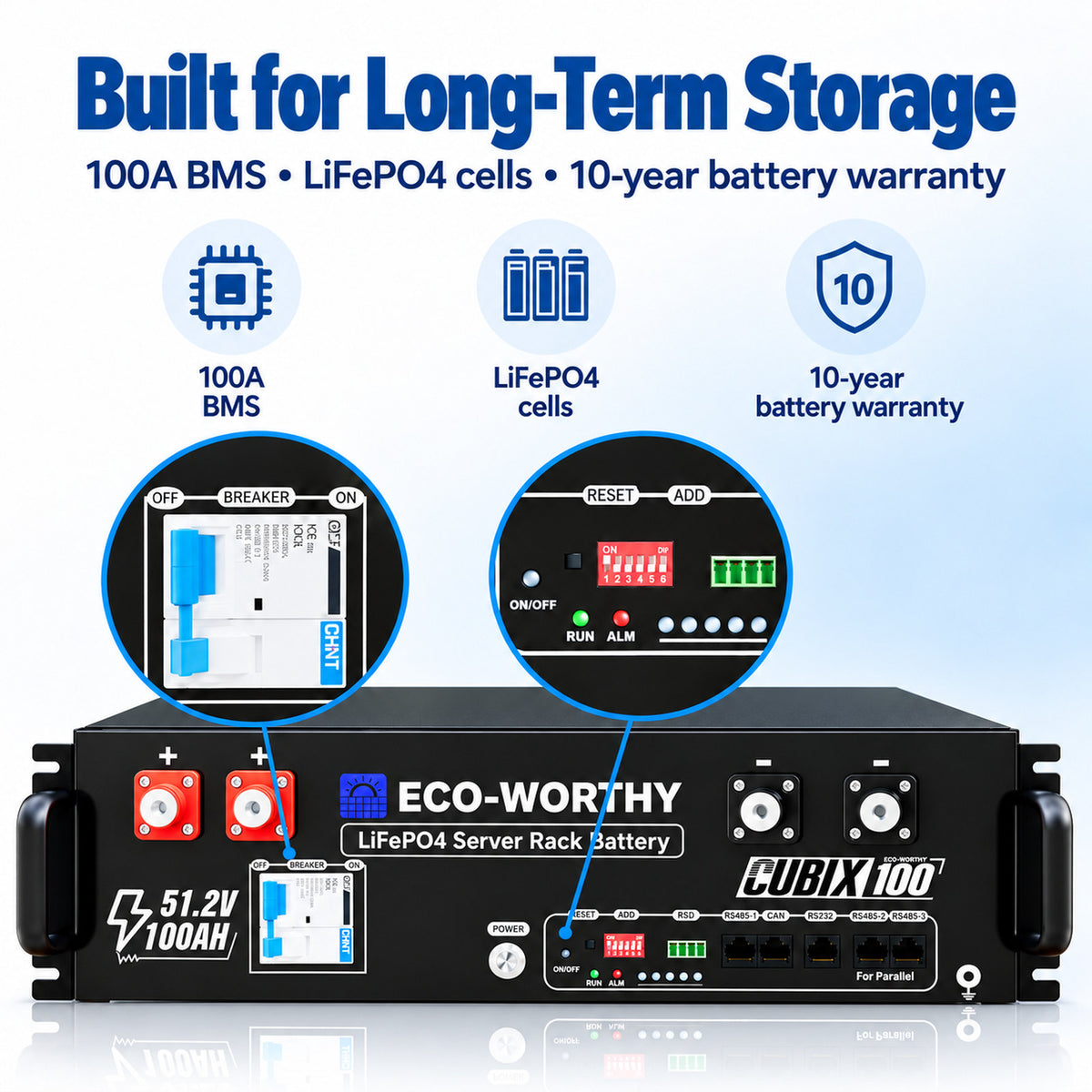 ECO-WORTHY 3KWh Solar Power Bundle with 48v 100AH Server Rack Battery & 3000W 48V Solar Inverter - eco-worthy-uk