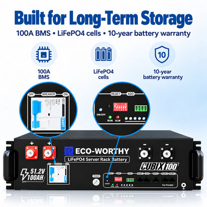 ECO-WORTHY 3KWh Solar Power Bundle with 48v 100AH Server Rack Battery & 3000W 48V Solar Inverter - eco-worthy-uk