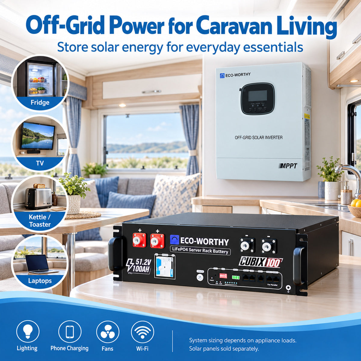 ECO-WORTHY 3KWh Solar Power Bundle with 48v 100AH Server Rack Battery & 3000W 48V Solar Inverter - eco-worthy-uk