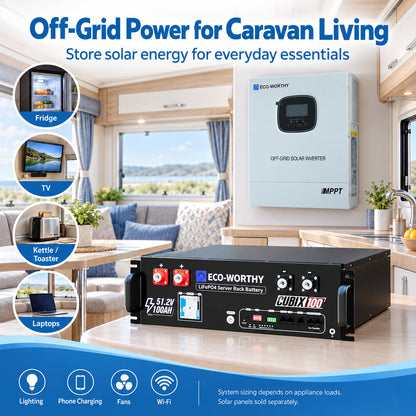 ECO-WORTHY 3KWh Solar Power Bundle with 48v 100AH Server Rack Battery & 3000W 48V Solar Inverter - eco-worthy-uk