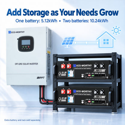 ECO-WORTHY 3KWh Solar Power Bundle with 48v 100AH Server Rack Battery & 3000W 48V Solar Inverter - eco-worthy-uk