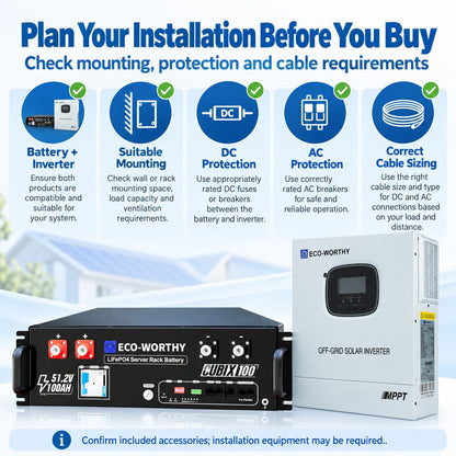 ECO-WORTHY 3KWh Solar Power Bundle with 48v 100AH Server Rack Battery & 3000W 48V Solar Inverter - eco-worthy-uk