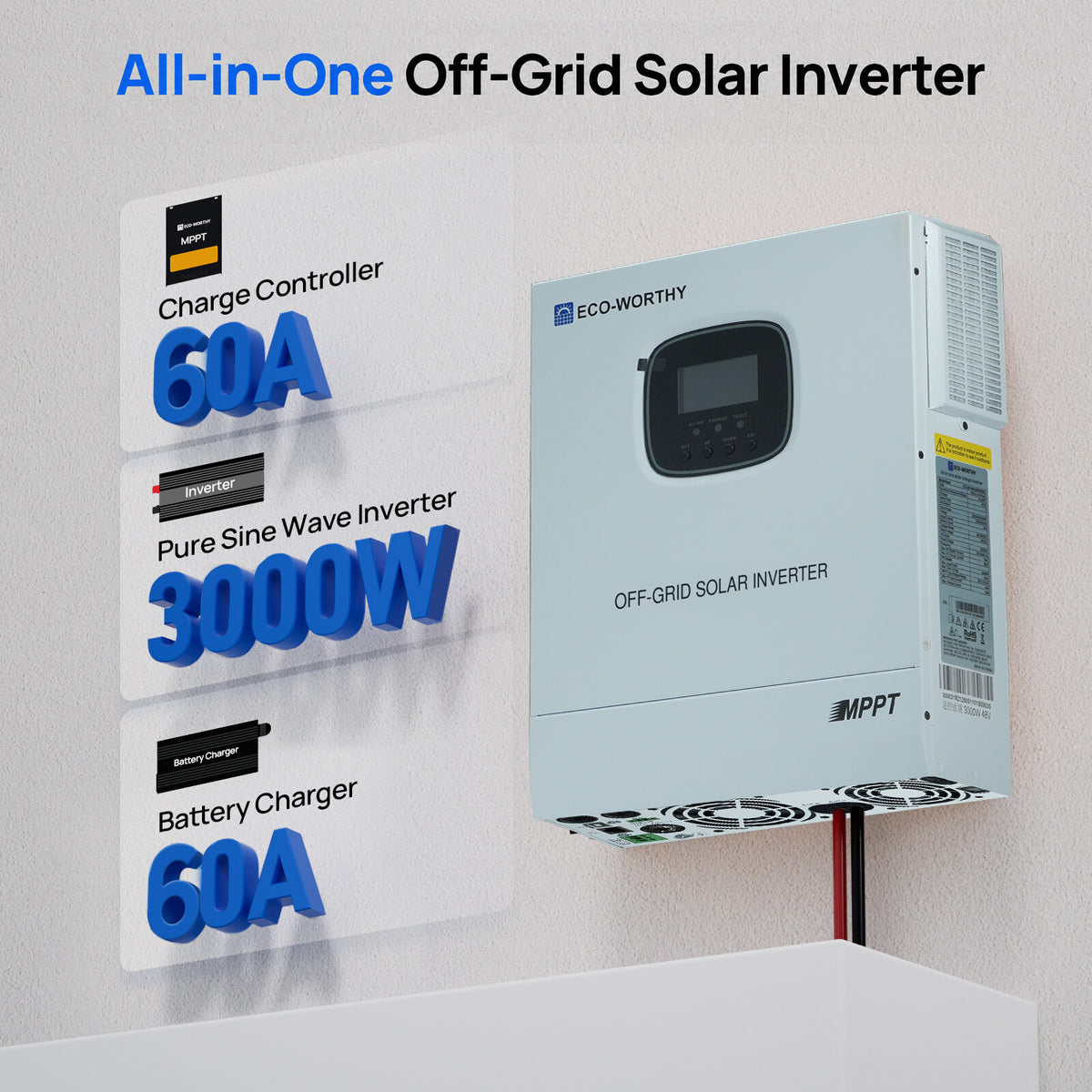 ECO-WORTHY 3000W Inverter Charger with MPPT for Off-Grid Solar - eco-worthy-uk