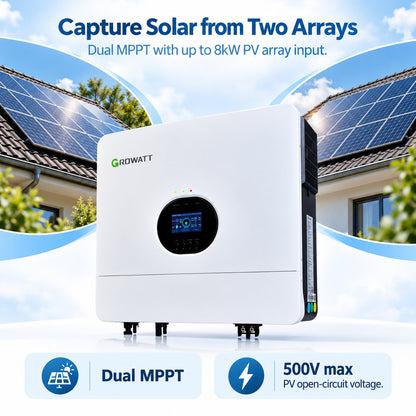 ECO-WORTHY Growatt SPF 6000 ES Plus 6000W 48V Off-Grid Solar Inverter, Dual MPPT, 500V PV Input - eco-worthy-uk