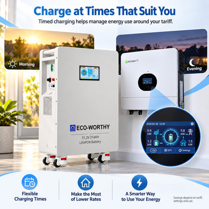 ECO-WORTHY 16KWh Home Backup Solar Power Bundle With 48V 314Ah LiFePO4 Lithium Battery and 6KW 48V AIO Off Grid Inverter - eco-worthy-uk