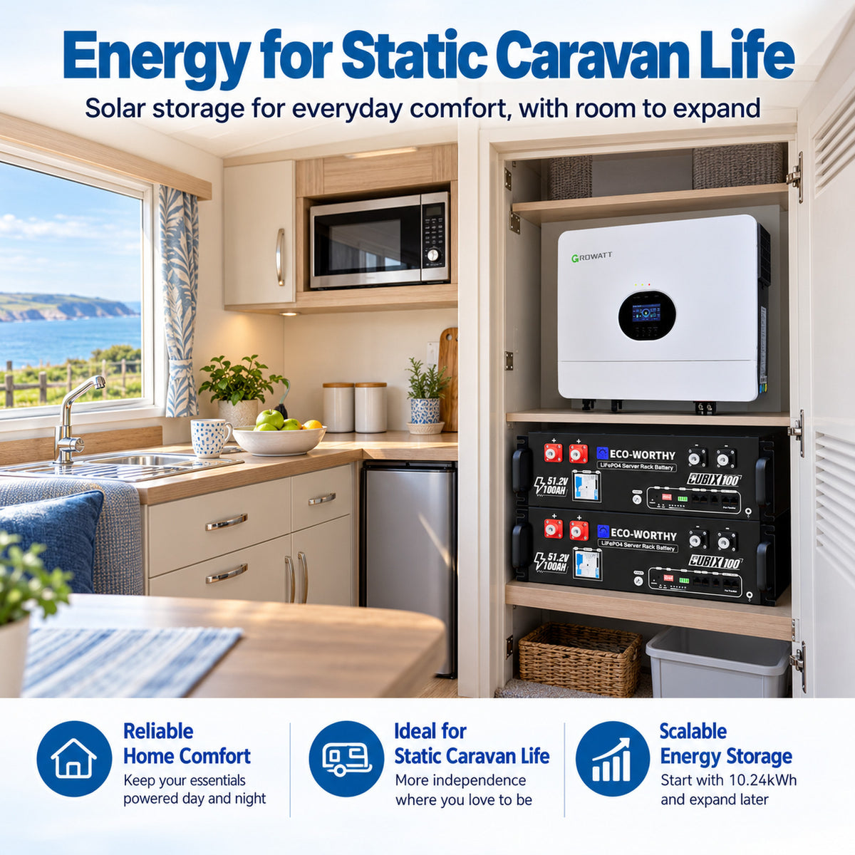 ECO-WORTHY Home Backup Power With 48V 100Ah LiFePO4 And 6000W 48V AIO Off-Grid Inverter - eco-worthy-uk