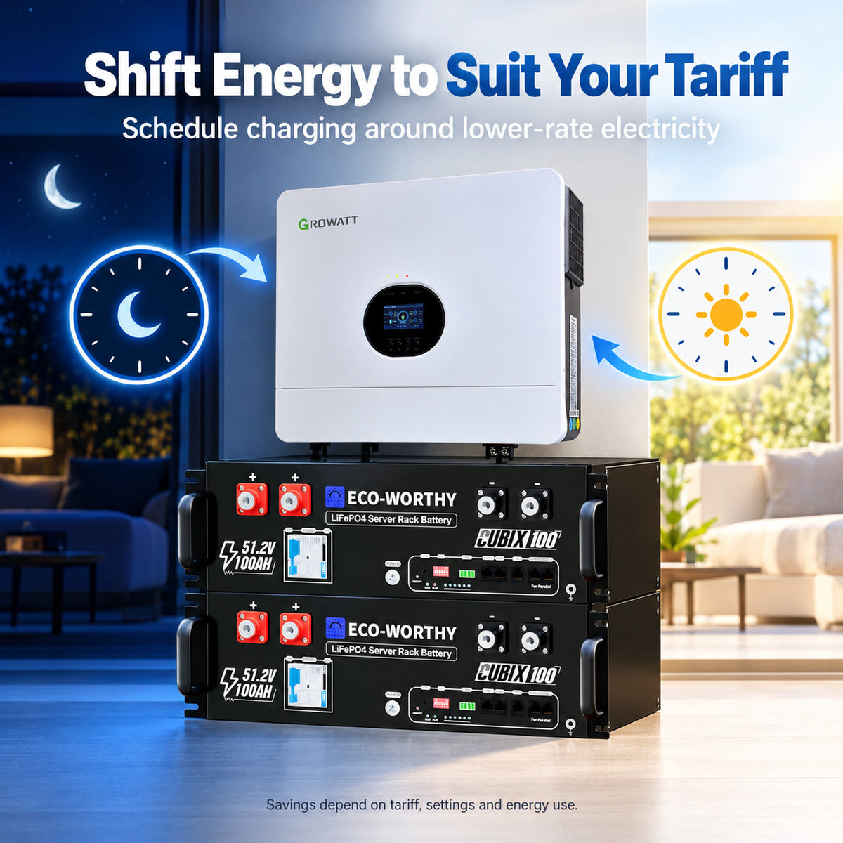 ECO-WORTHY Home Backup Power With 48V 100Ah LiFePO4 And 6000W 48V AIO Off-Grid Inverter - eco-worthy-uk