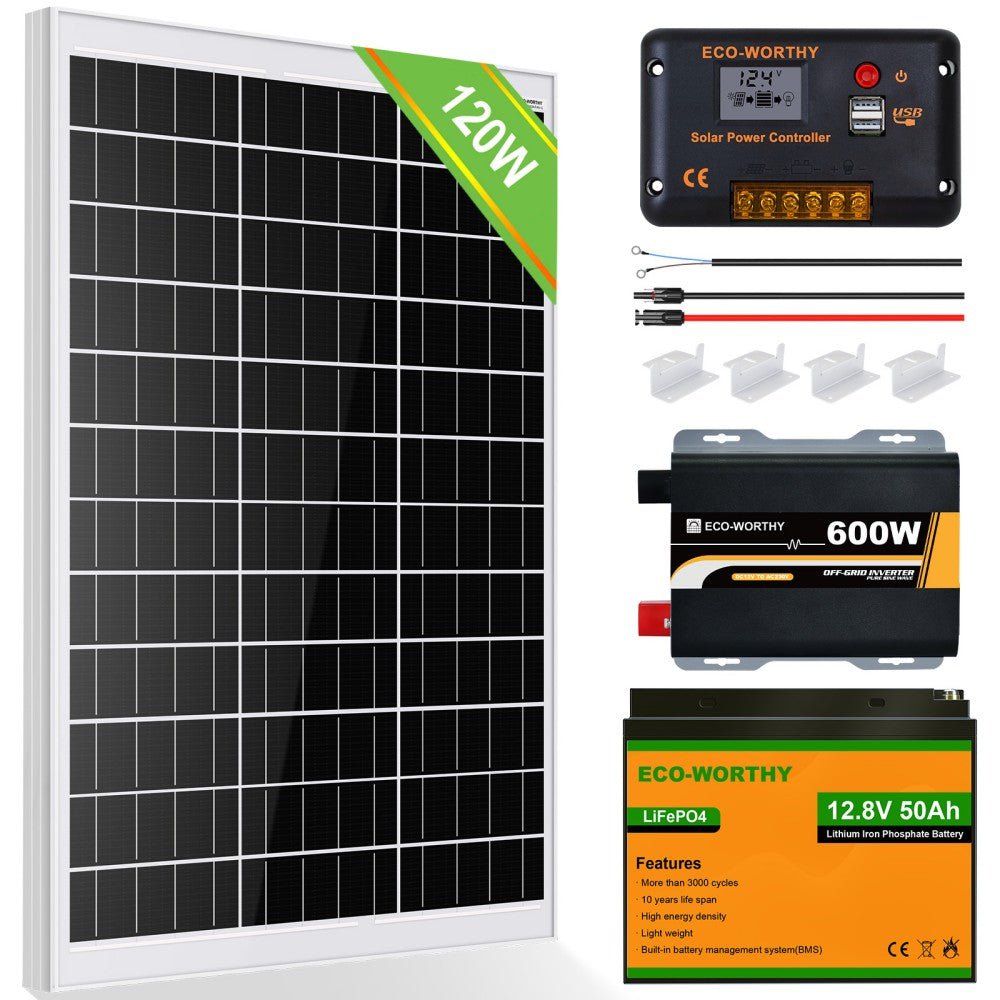 120W 240W 12V Complete Off Grid Solar Kit