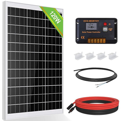 120W 240W 12V (1/2x120W) Complete Off Grid Solar Kit - eco - worthy - uk
