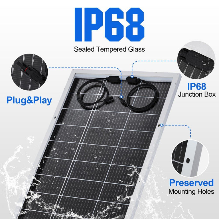 Bifacial 195W 12V Monocrystalline Solar Panel - eco - worthy - uk