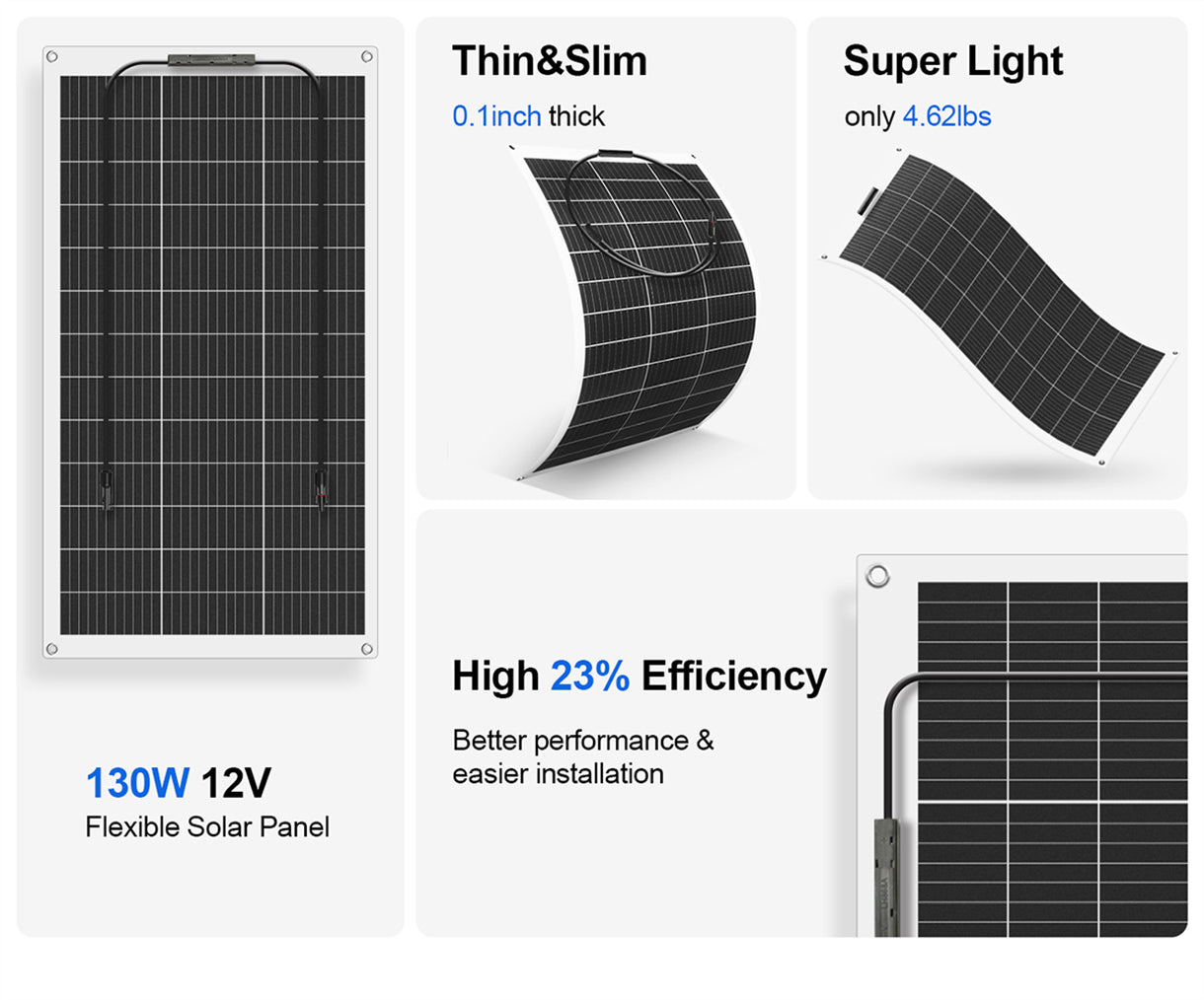 130W 12V Flexible Mono Solar Panel