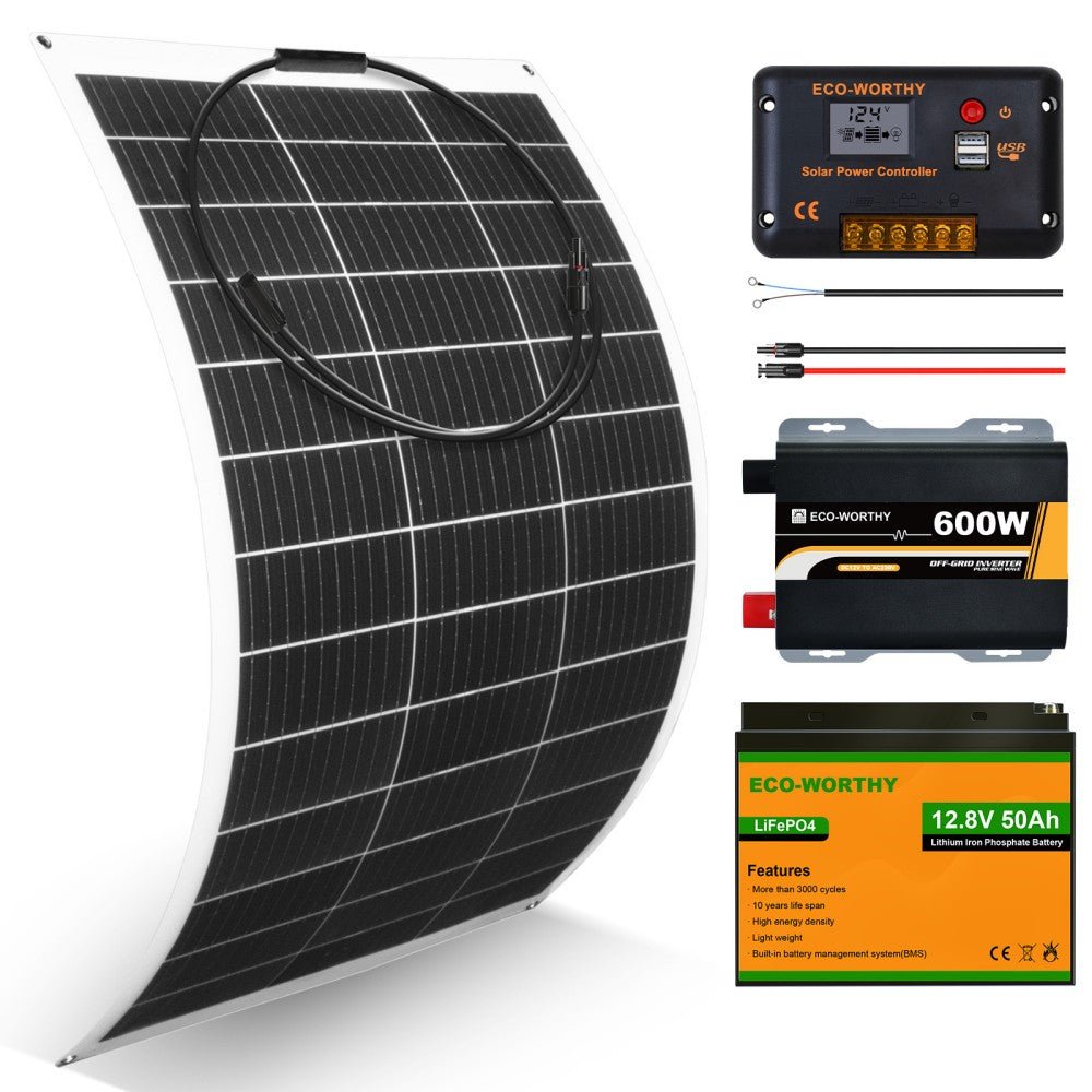 130W 260W 520W 12V 1 2 4 Panel Off Grid Solar Kits Lithium Battery
