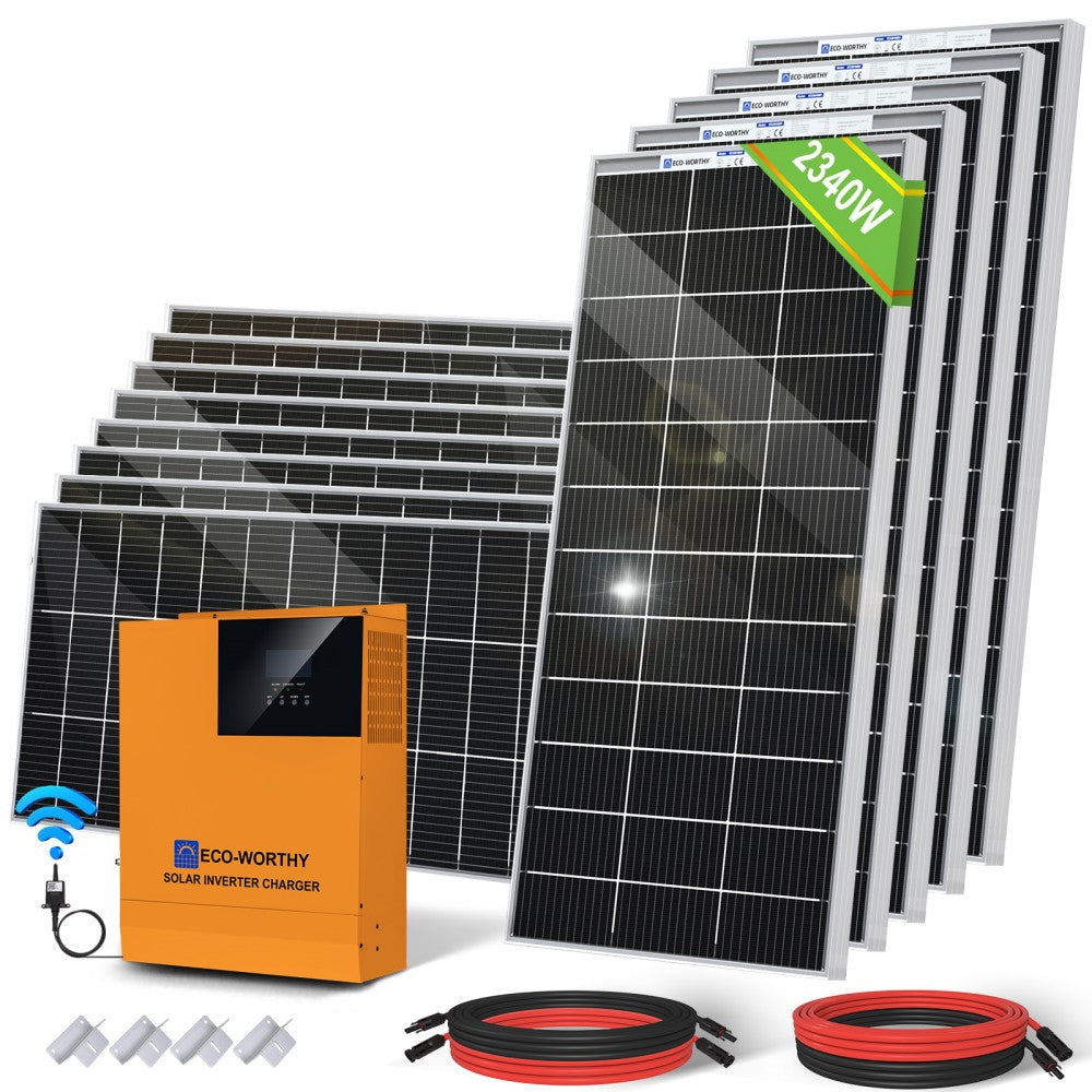 2340W 48V (12x Bifacial 195W) Complete MPPT Off Grid Solar Kit