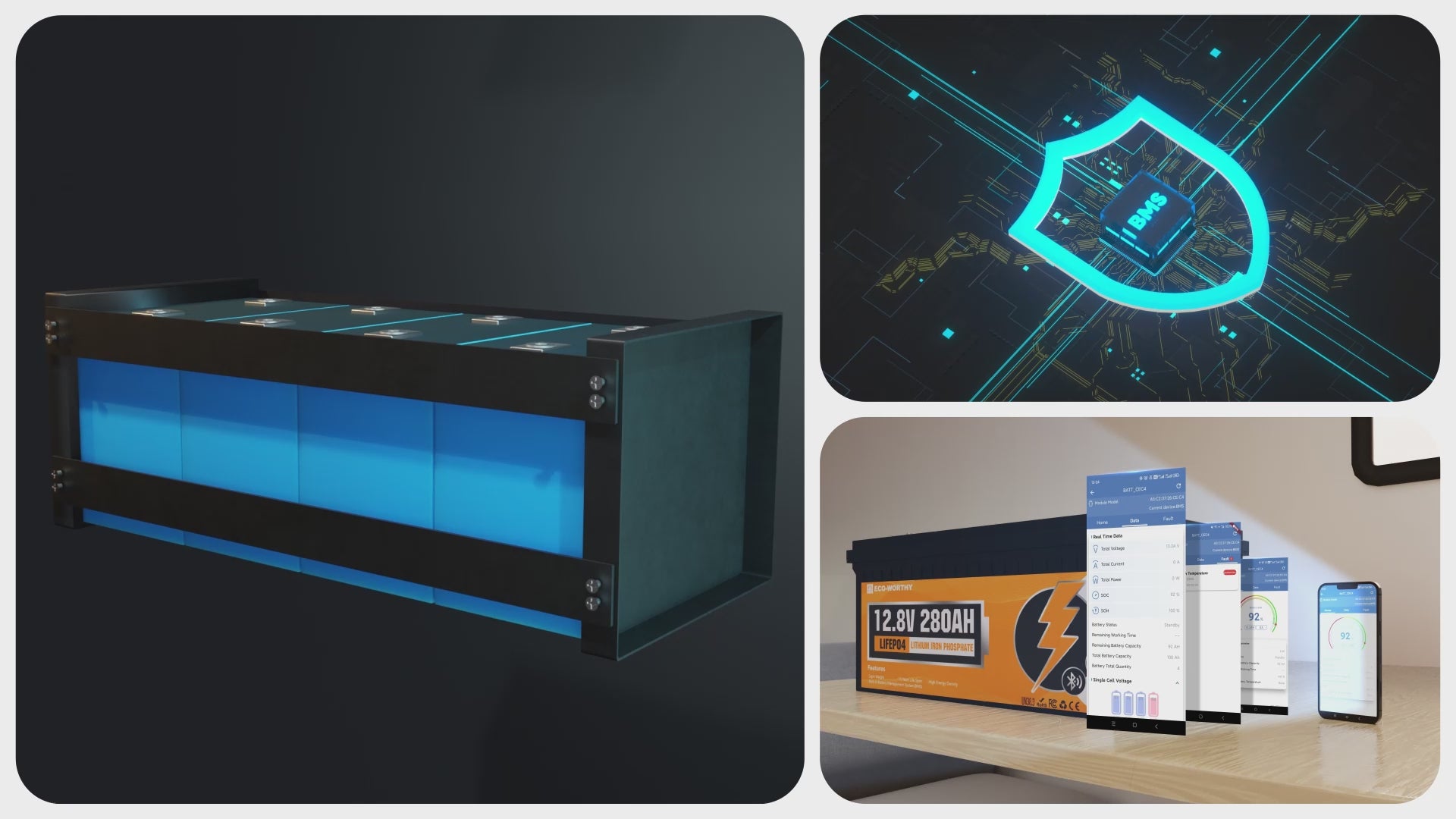 12V 280Ah LiFePO4 Lithium Battery  with Bluetooth and Low-Temp Protection