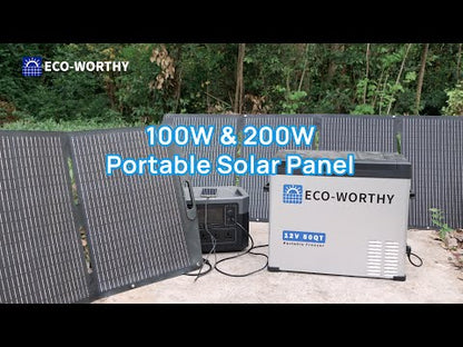 Eco-Worthy 100W Foldable Solar Panel Suitcase for Outdoor Camping RV