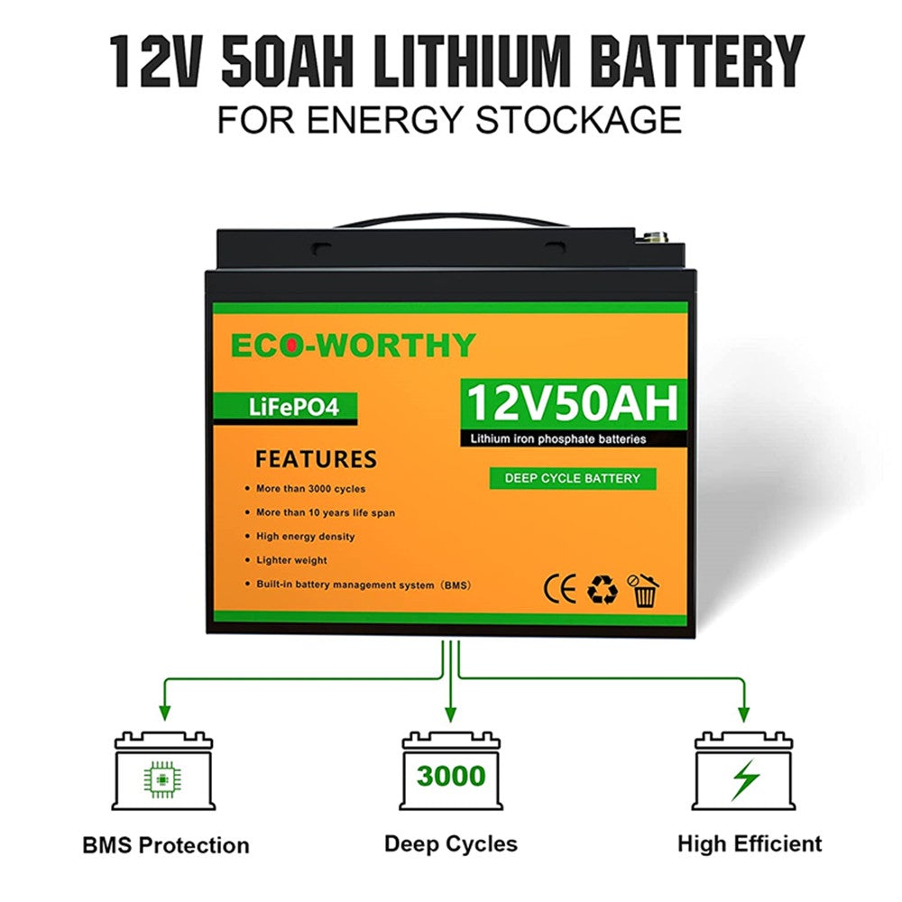 120W 240W 12V (1/2x120W) Complete Off Grid Solar Kit with 600W Inverter + Lithium | ECO-WORTHY