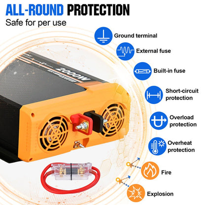 2000W Off Grid Pure Sine Wave Inverter 12V to 230V - eco - worthy - uk