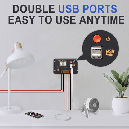 30A PWM LCD Display Solar Charge Controller Regulator with USB Port 12V/24V Autoswitch - eco - worthy - uk