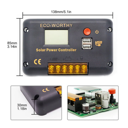 30A PWM LCD Display Solar Charge Controller Regulator with USB Port 12V/24V Autoswitch - eco - worthy - uk