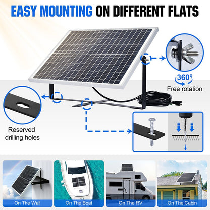 25W 12V Monocrystalline Solar Panel Trickle Charger Kit - eco - worthy - uk