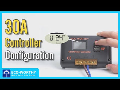 Eco-Worthy 30A PWM LCD Display Solar Charge Controller Regulator with USB Port 12V/24V Autoswitch